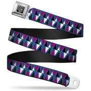 BD Wings Logo CLOSE-UP Full Color Black Silver Seatbelt Belt - Peaks Turquoise/Fuchsia/Black/White Webbing Seatbelt Belts Buckle-Down