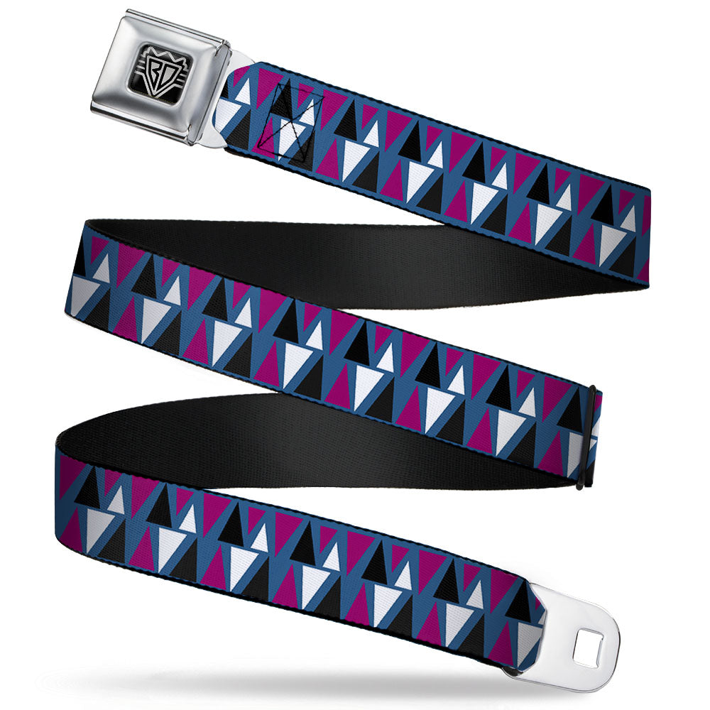 BD Wings Logo CLOSE-UP Full Color Black Silver Seatbelt Belt - Peaks Turquoise/Fuchsia/Black/White Webbing Seatbelt Belts Buckle-Down