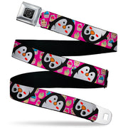BD Wings Logo CLOSE-UP Black/Silver Seatbelt Belt - Penguins w/Cupcakes Fuchsia/Purple/White Webbing Seatbelt Belts Buckle-Down