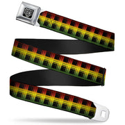 BD Wings Logo CLOSE-UP Full Color Black Silver Seatbelt Belt - Plaid Black/Rasta Webbing Seatbelt Belts Buckle-Down