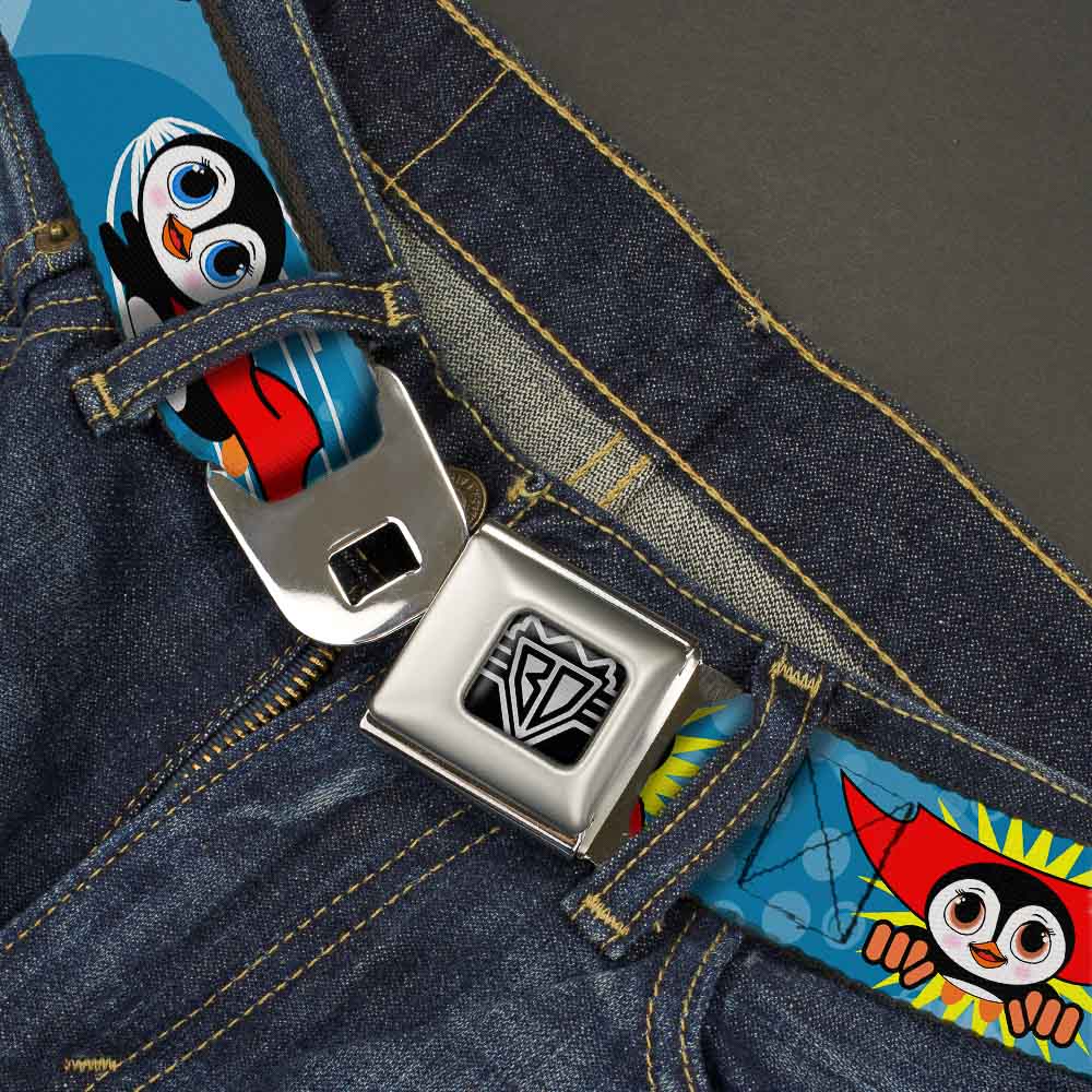 BD Wings Logo CLOSE-UP Full Color Black Silver Seatbelt Belt - Penguin Superhero Blue Bubbles Webbing Seatbelt Belts Buckle-Down