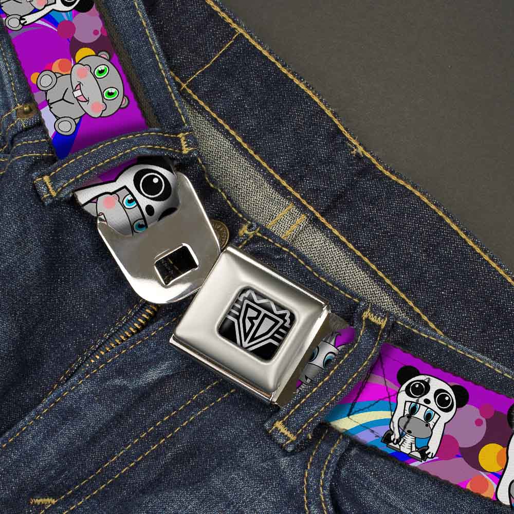 BD Wings Logo CLOSE-UP Full Color Black Silver Seatbelt Belt - Panda Hat Animals w/Bright Color Burst Webbing Seatbelt Belts Buckle-Down
