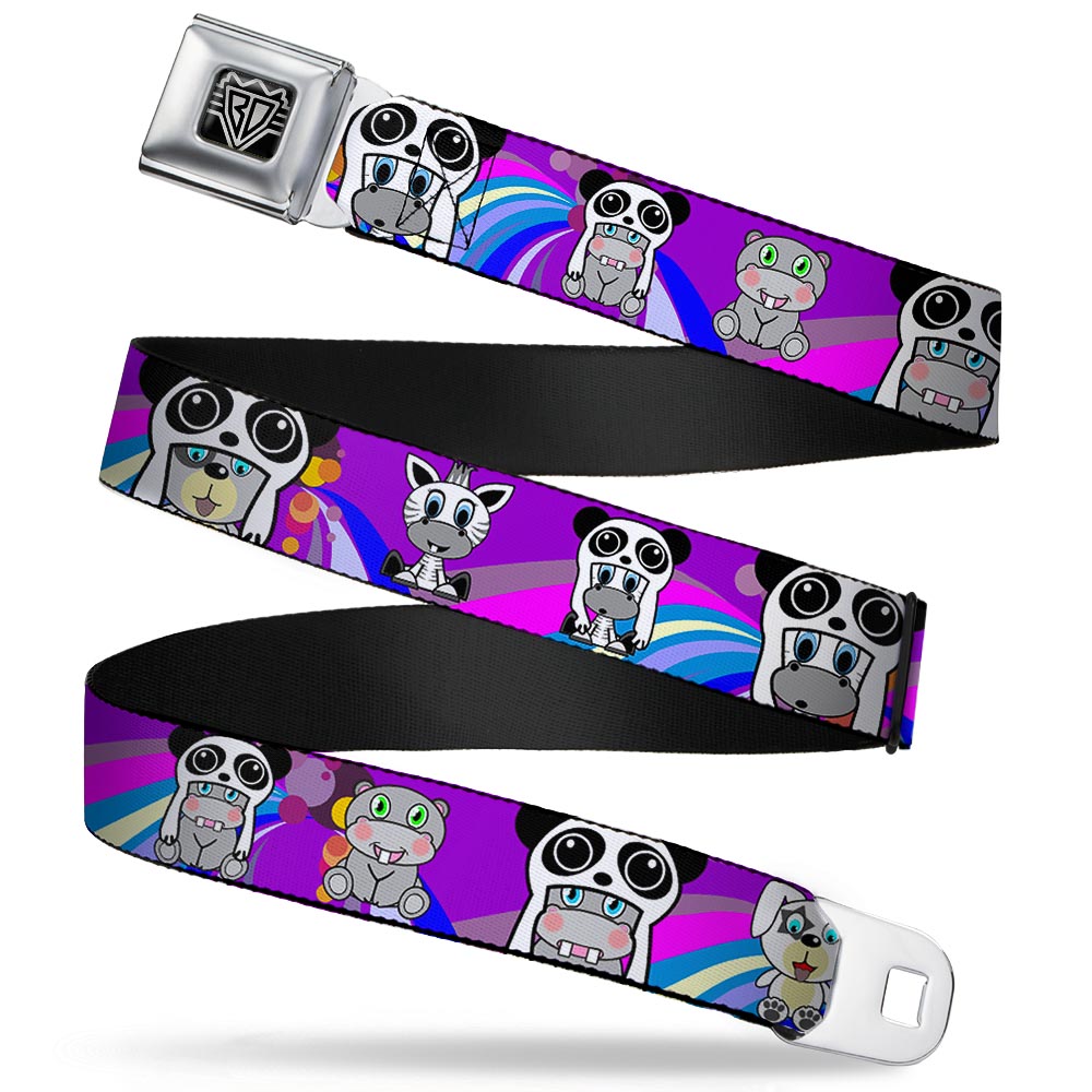 BD Wings Logo CLOSE-UP Full Color Black Silver Seatbelt Belt - Panda Hat Animals w/Bright Color Burst Webbing Seatbelt Belts Buckle-Down
