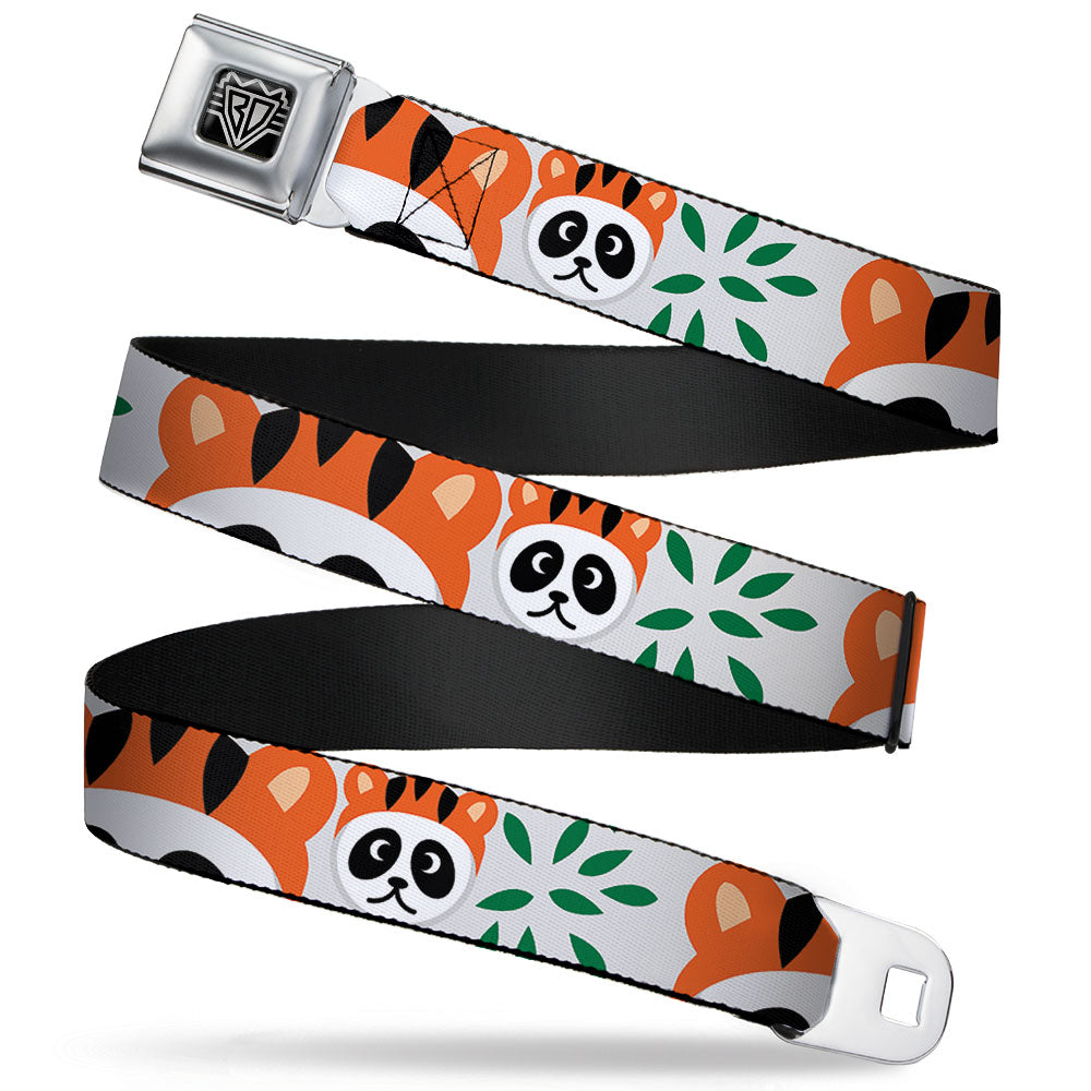 BD Wings Logo CLOSE-UP Full Color Black Silver Seatbelt Belt - Panda w/Tiger Hat Webbing Seatbelt Belts Buckle-Down