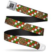 BD Wings Logo CLOSE-UP Full Color Black Silver Seatbelt Belt - Pizza Pies Webbing Seatbelt Belts Buckle-Down