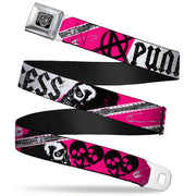 BD Wings Logo CLOSE-UP Full Color Black Silver Seatbelt Belt - Punk Princess w/Zippers & Skulls Webbing Seatbelt Belts Buckle-Down