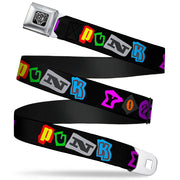 BD Wings Logo CLOSE-UP Full Color Black Silver Seatbelt Belt - Punk You Black/Full Color Webbing Seatbelt Belts Buckle-Down