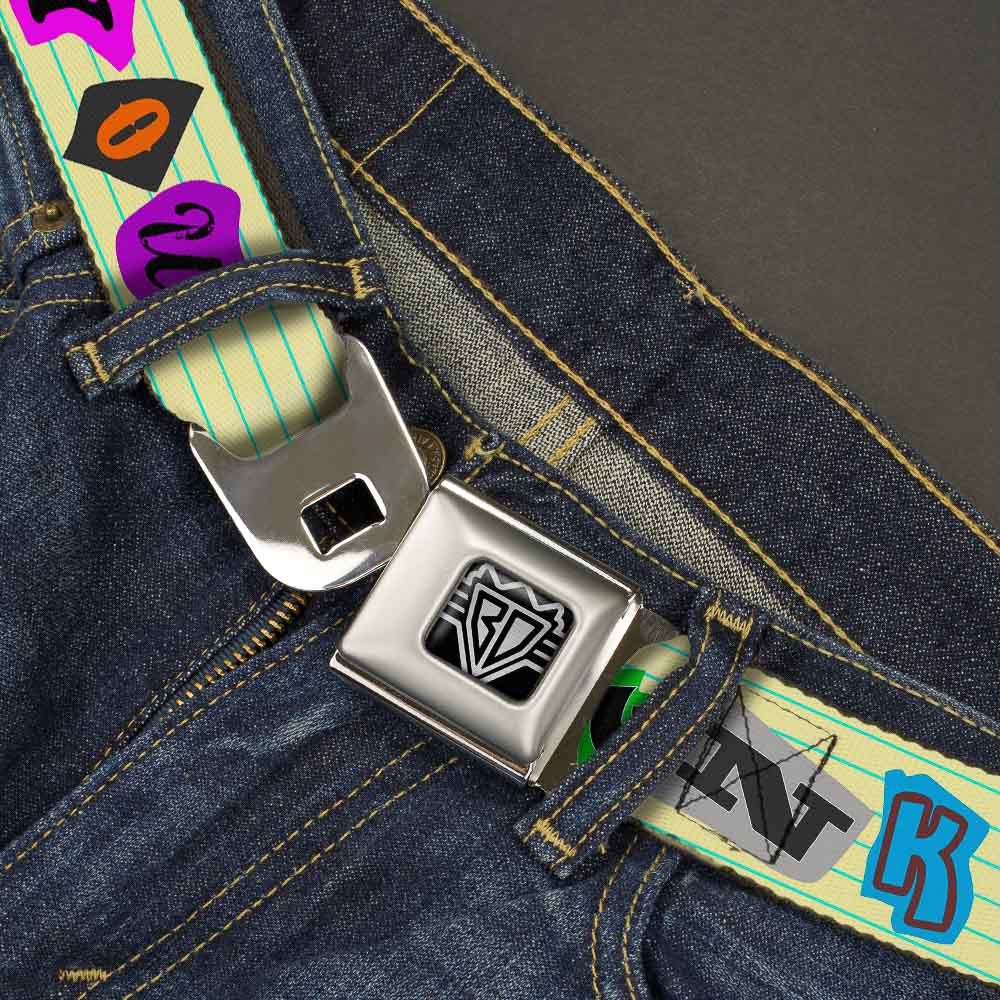 BD Wings Logo CLOSE-UP Full Color Black Silver Seatbelt Belt - Punk You Legal Pad/Full Color Webbing Seatbelt Belts Buckle-Down
