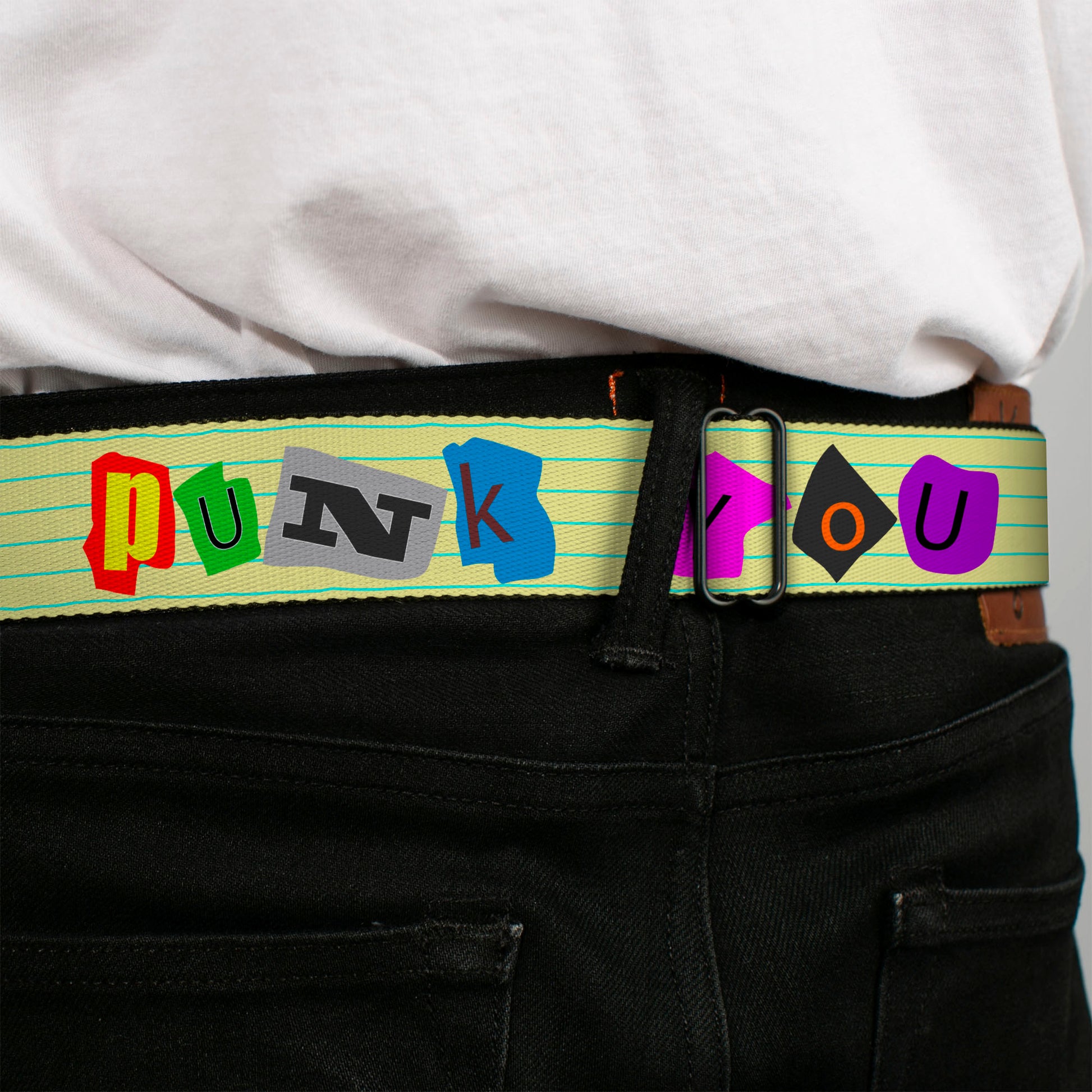 BD Wings Logo CLOSE-UP Full Color Black Silver Seatbelt Belt - Punk You Legal Pad/Full Color Webbing Seatbelt Belts Buckle-Down