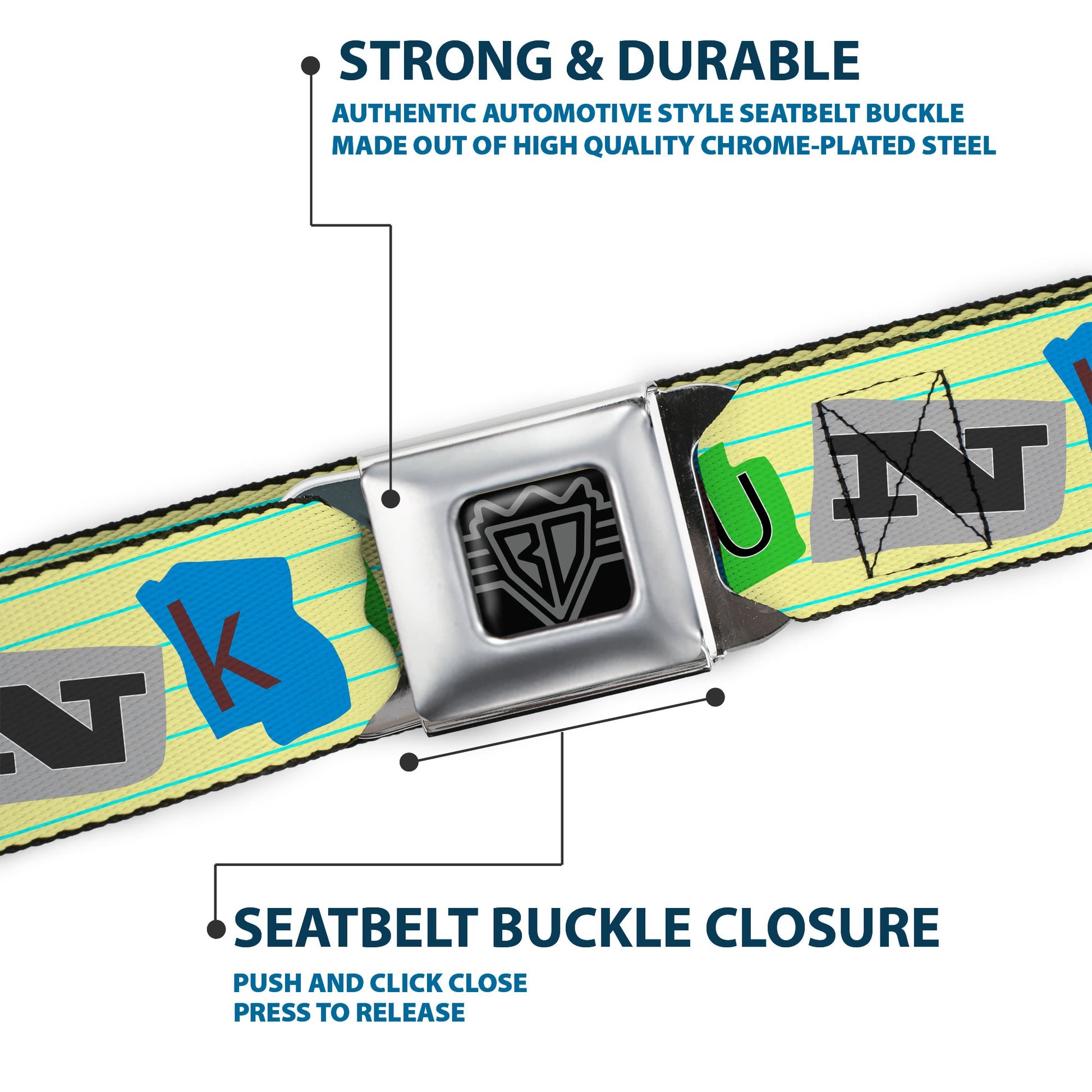 BD Wings Logo CLOSE-UP Full Color Black Silver Seatbelt Belt - Punk You Legal Pad/Full Color Webbing Seatbelt Belts Buckle-Down