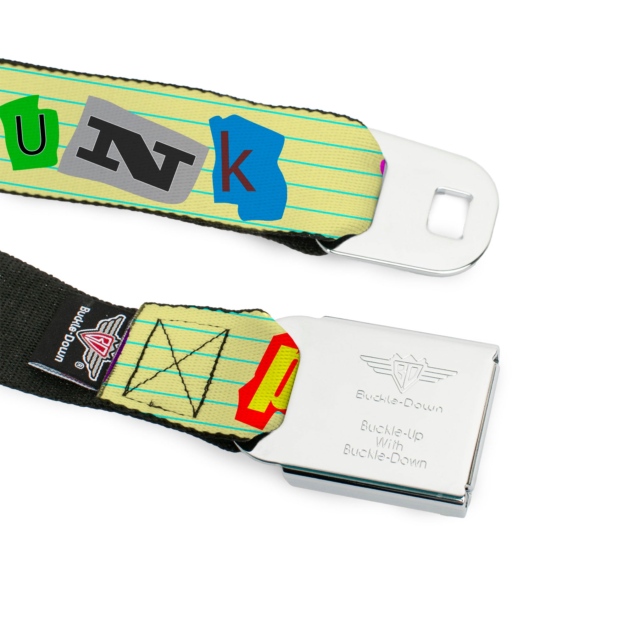 BD Wings Logo CLOSE-UP Full Color Black Silver Seatbelt Belt - Punk You Legal Pad/Full Color Webbing Seatbelt Belts Buckle-Down