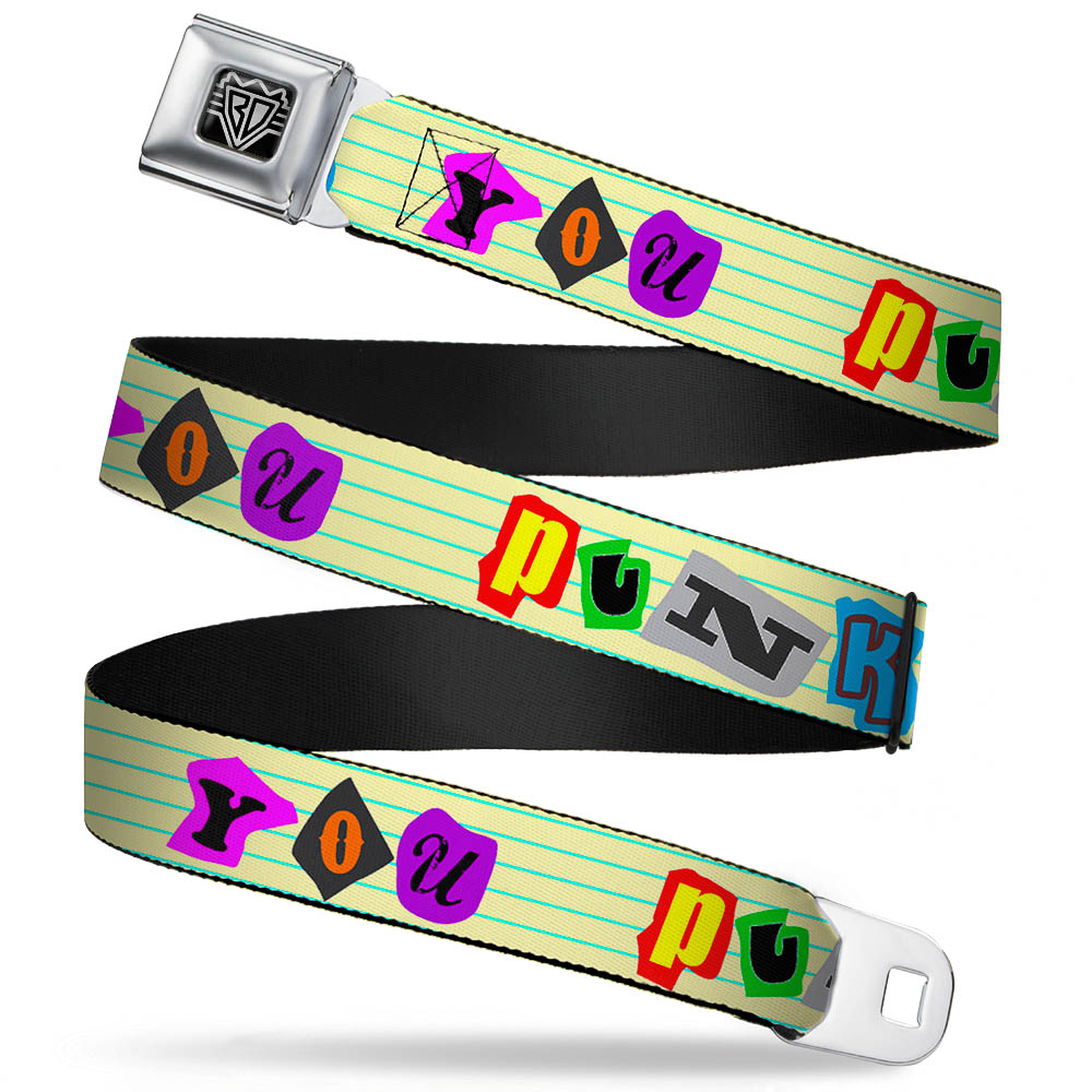 BD Wings Logo CLOSE-UP Full Color Black Silver Seatbelt Belt - Punk You Legal Pad/Full Color Webbing Seatbelt Belts Buckle-Down
