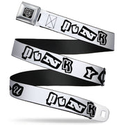 BD Wings Logo CLOSE-UP Full Color Black Silver Seatbelt Belt - Punk You White/Black Webbing Seatbelt Belts Buckle-Down