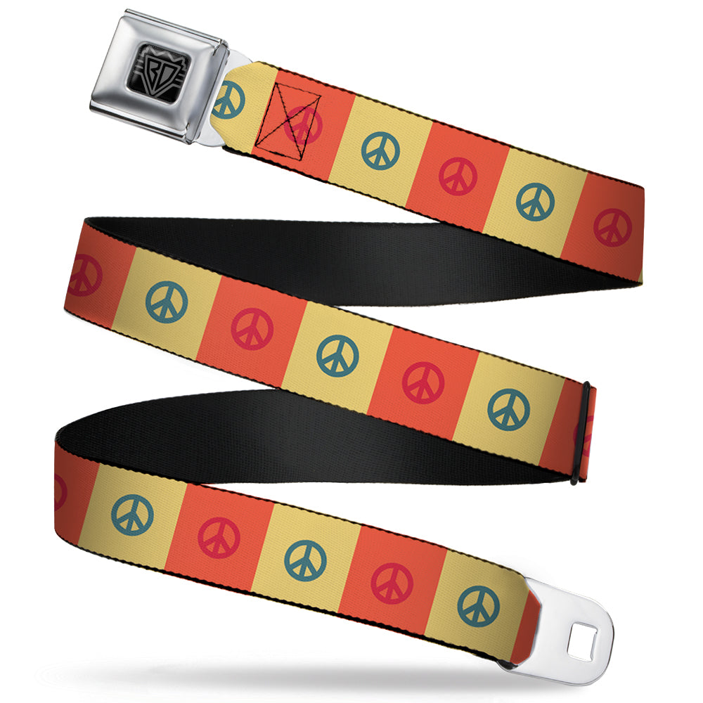 BD Wings Logo CLOSE-UP Full Color Black Silver Seatbelt Belt - Peace Blocks Red/Yellow/Blue Webbing Seatbelt Belts Buckle-Down