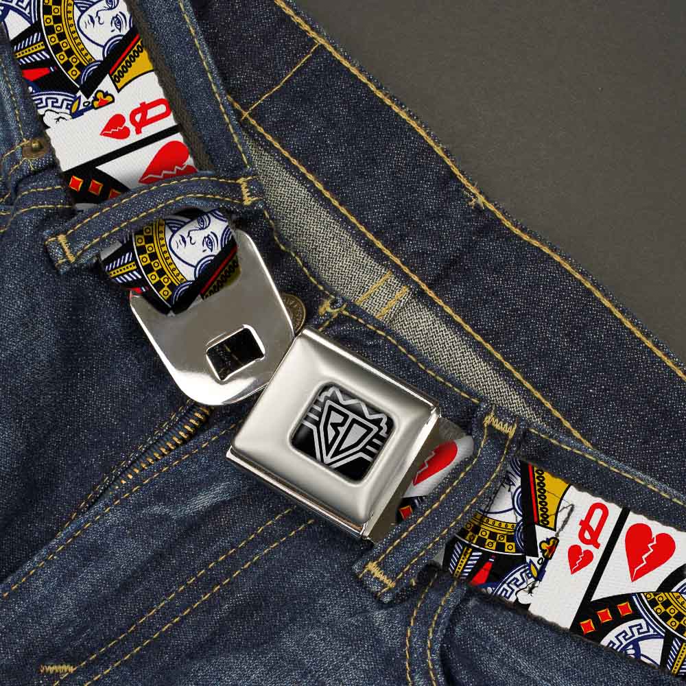 BD Wings Logo CLOSE-UP Full Color Black Silver Seatbelt Belt - Queen of Broken Hearts Webbing Seatbelt Belts Buckle-Down