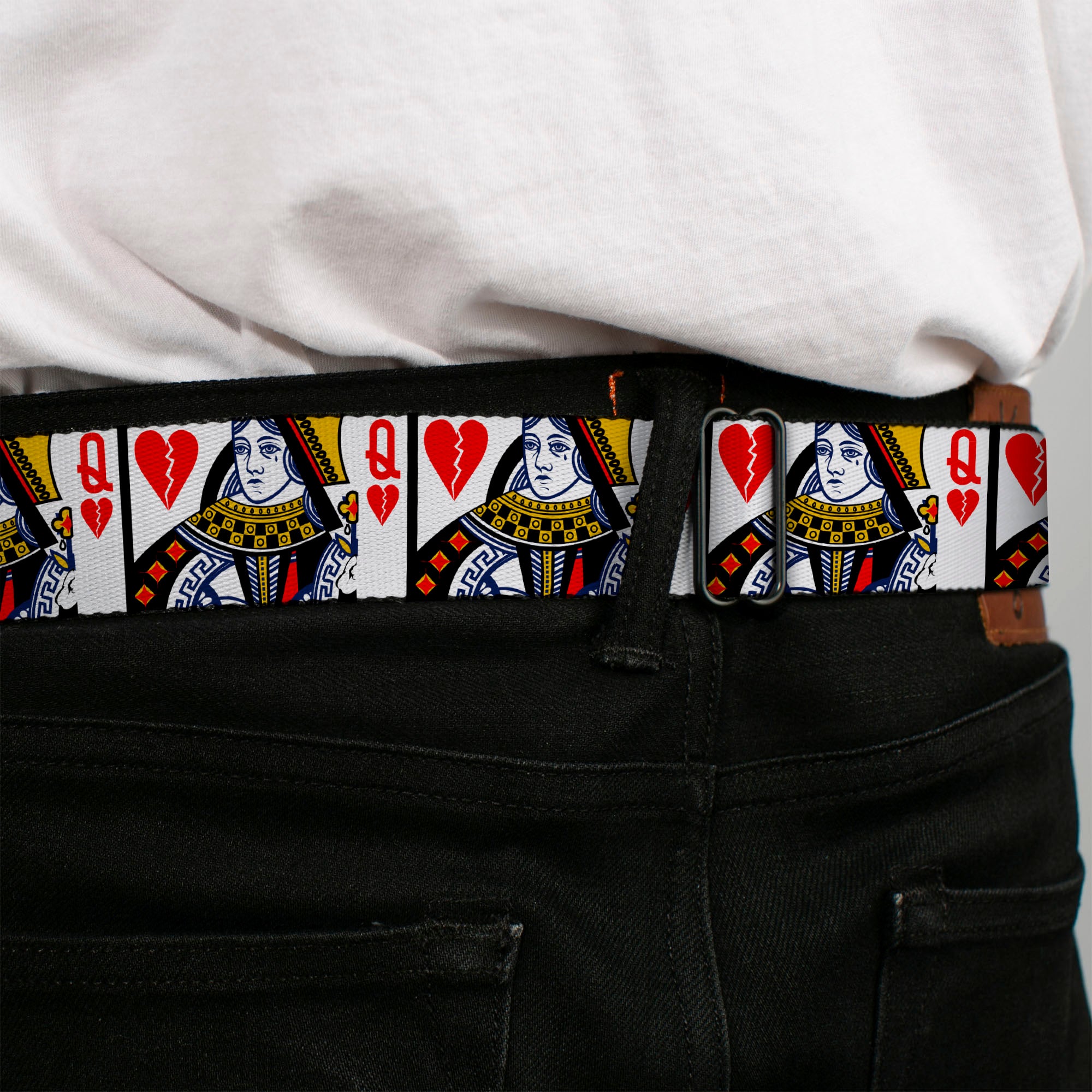 BD Wings Logo CLOSE-UP Full Color Black Silver Seatbelt Belt - Queen of Broken Hearts Webbing Seatbelt Belts Buckle-Down