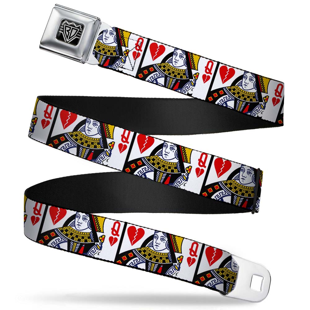 BD Wings Logo CLOSE-UP Full Color Black Silver Seatbelt Belt - Queen of Broken Hearts Webbing Seatbelt Belts Buckle-Down