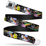 BD Wings Logo CLOSE-UP Full Color Black Silver Seatbelt Belt - Rainbow Cloud Stars Black Webbing Seatbelt Belts Buckle-Down