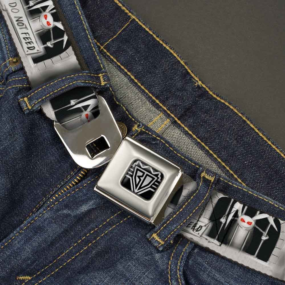 BD Wings Logo CLOSE-UP Full Color Black Silver Seatbelt Belt - Rabid Bunny Webbing Seatbelt Belts Buckle-Down