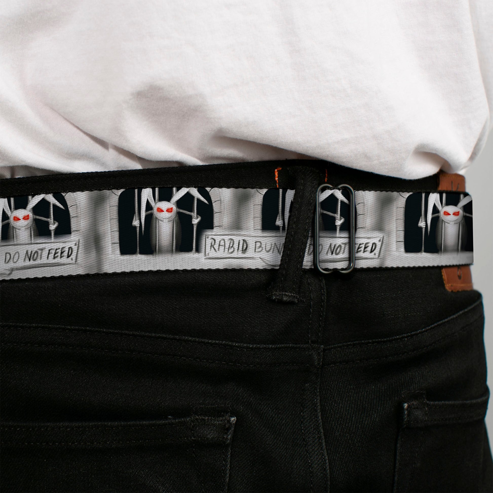 BD Wings Logo CLOSE-UP Full Color Black Silver Seatbelt Belt - Rabid Bunny Webbing Seatbelt Belts Buckle-Down