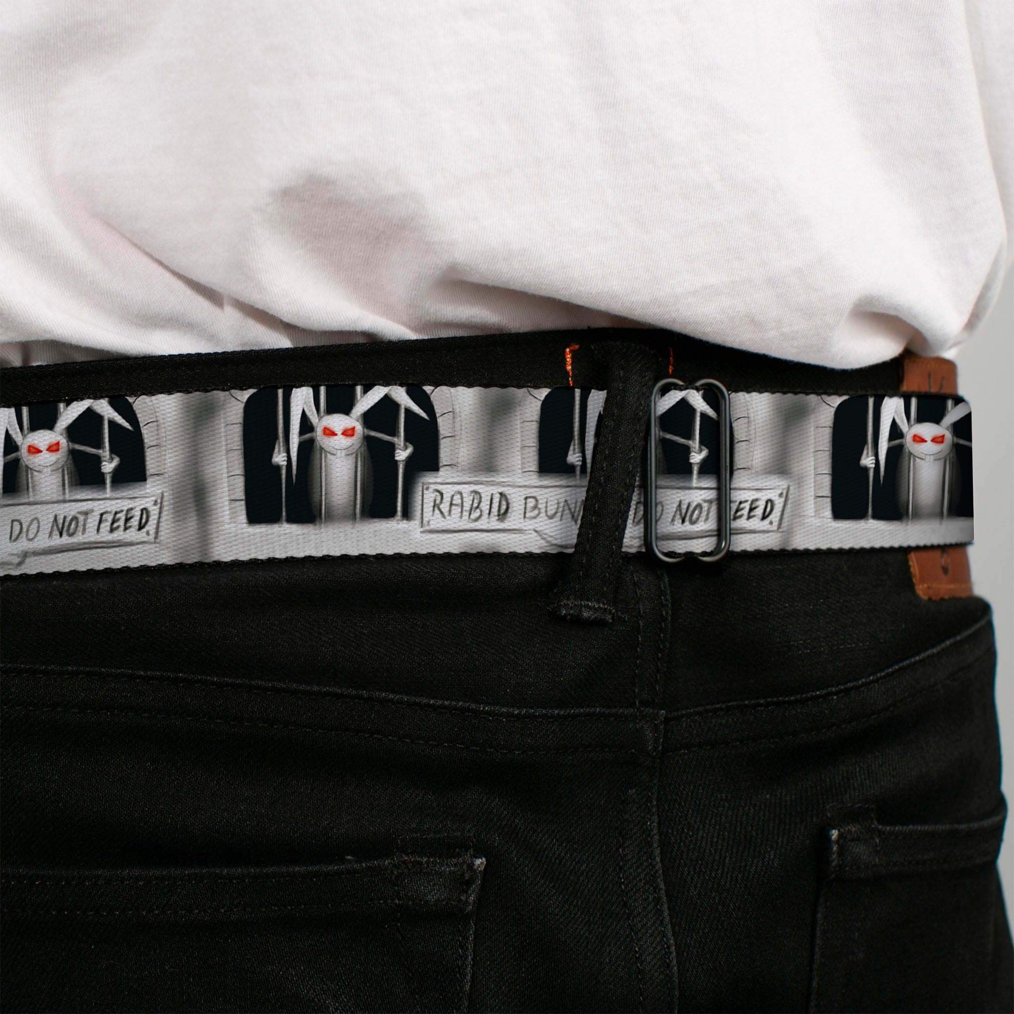 BD Wings Logo CLOSE-UP Full Color Black Silver Seatbelt Belt - Rabid Bunny Webbing Seatbelt Belts Buckle-Down