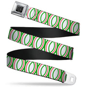 BD Wings Logo CLOSE-UP Full Color Black Silver Seatbelt Belt - Rings White/Green/Red Webbing Seatbelt Belts Buckle-Down