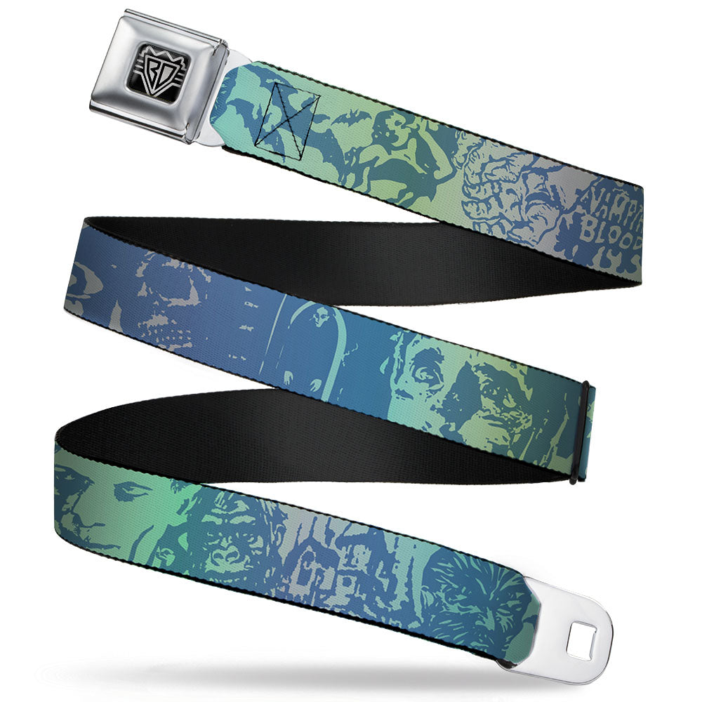BD Wings Logo CLOSE-UP Full Color Black Silver Seatbelt Belt - Retro Monster Aqua Webbing Seatbelt Belts Buckle-Down
