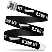 BD Wings Logo CLOSE-UP Full Color Black Silver Seatbelt Belt - RIDE ME Skateboard Black/White Webbing Seatbelt Belts Buckle-Down
