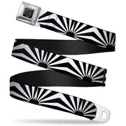 BD Wings Logo CLOSE-UP Full Color Black Silver Seatbelt Belt - Rising Sun White/Black Webbing Seatbelt Belts Buckle-Down