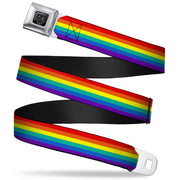 BD Wings Logo CLOSE-UP Full Color Black Silver Seatbelt Belt - Rainbow Print Webbing Seatbelt Belts Buckle-Down