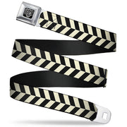 BD Wings Logo CLOSE-UP Full Color Black Silver Seatbelt Belt - Rhombus Split White/Black Webbing Seatbelt Belts Buckle-Down
