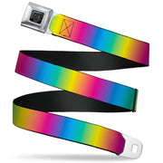 BD Wings Logo CLOSE-UP Full Color Black Silver Seatbelt Belt - Rainbow Ombre Webbing Seatbelt Belts Buckle-Down