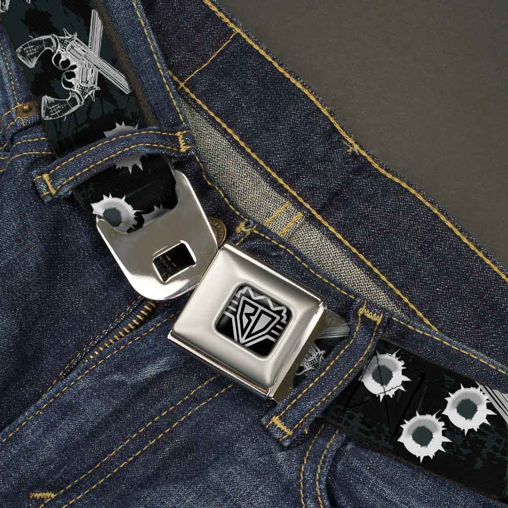 Seatbelt Belt - Revolvers Black/Gray Seatbelt Belts Buckle-Down
