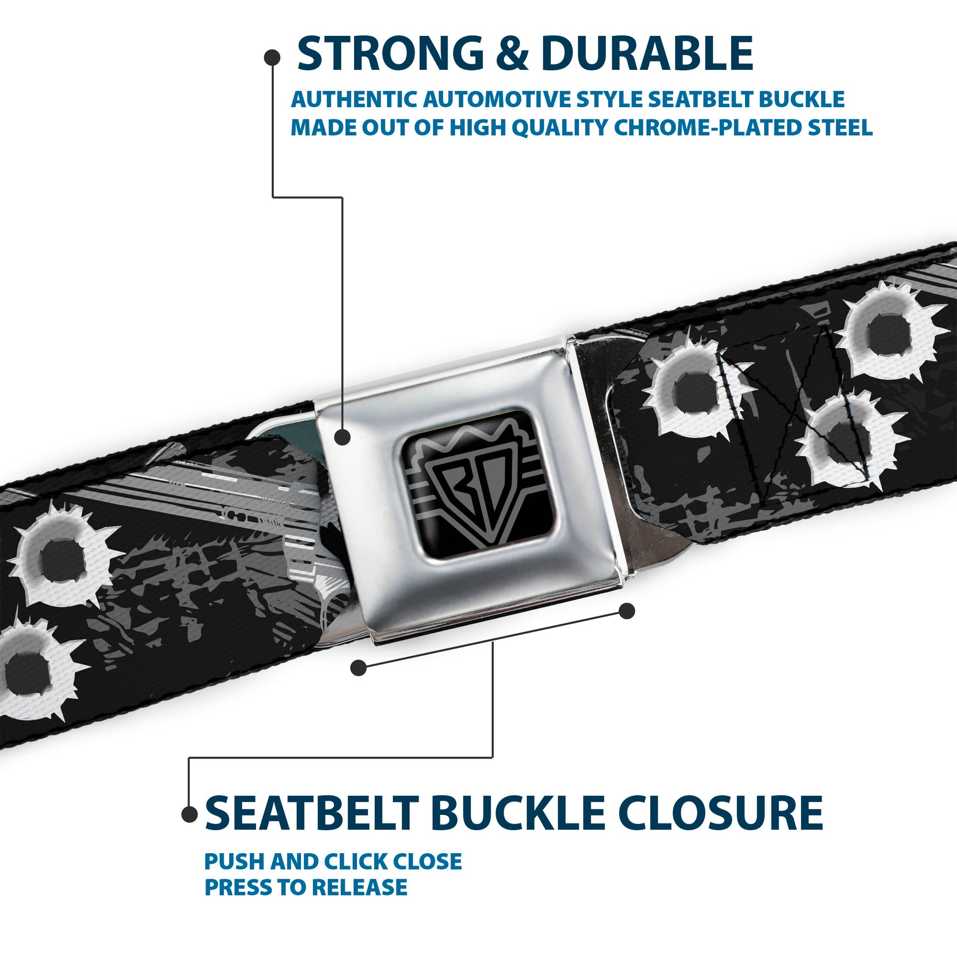 Seatbelt Belt - Revolvers Black/Gray Seatbelt Belts Buckle-Down