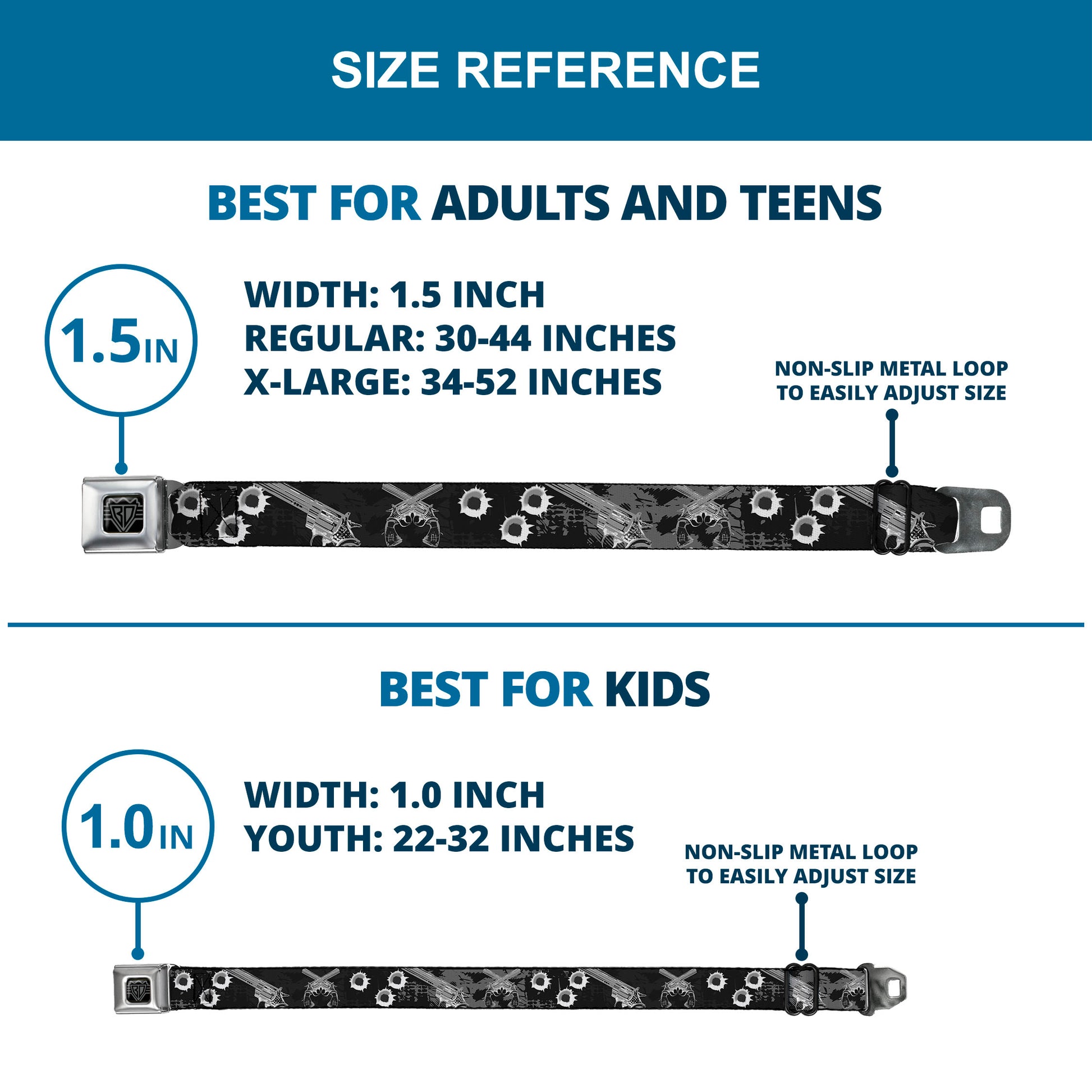 Seatbelt Belt - Revolvers Black/Gray Seatbelt Belts Buckle-Down