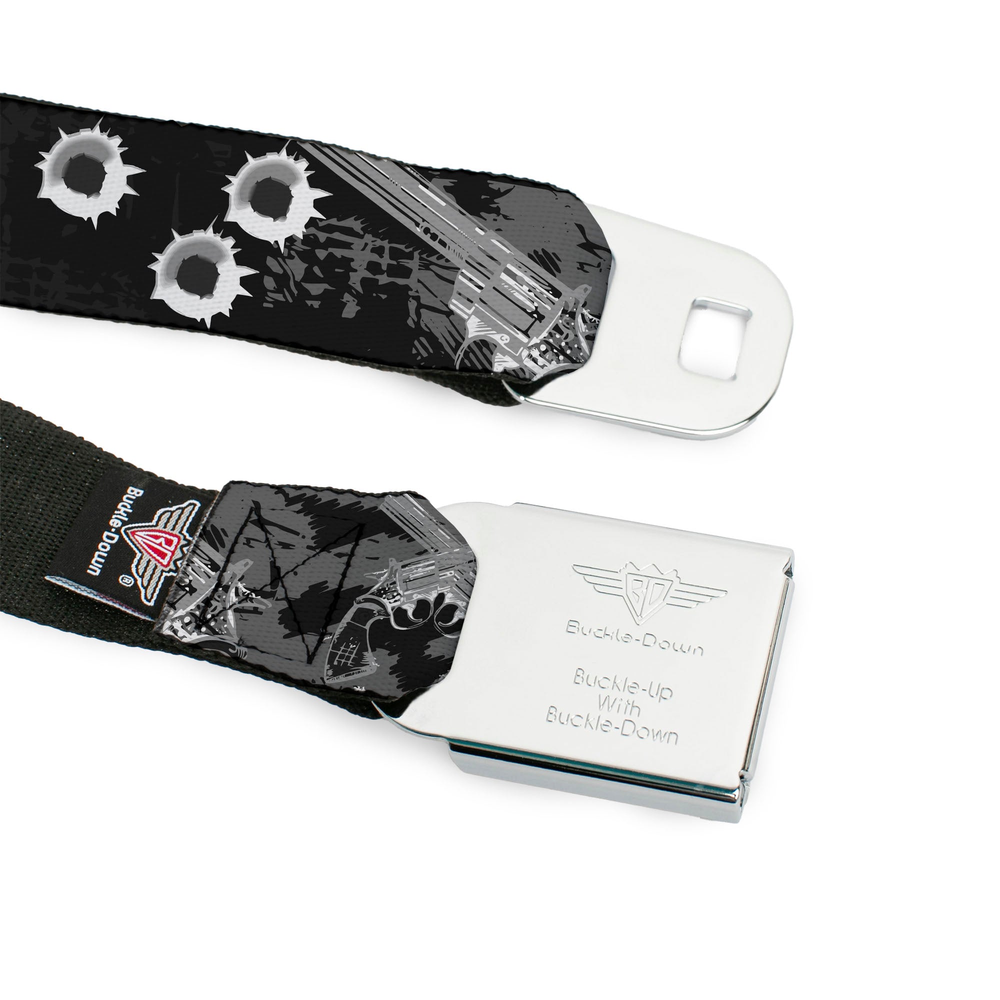Seatbelt Belt - Revolvers Black/Gray Seatbelt Belts Buckle-Down