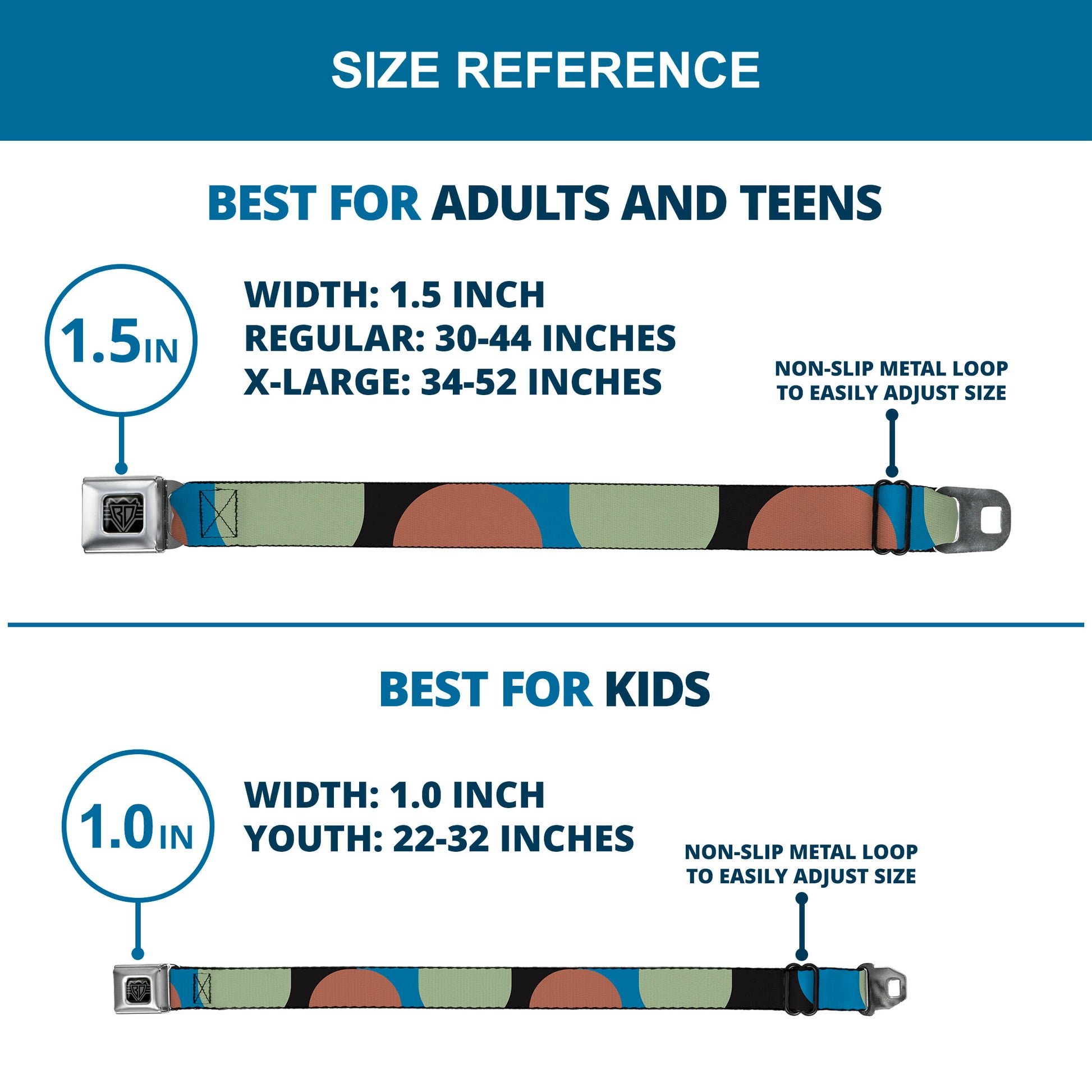 BD Wings Logo CLOSE-UP Full Color Black Silver Seatbelt Belt - Polka Dots CLOSE-UP Black/Blue/Sage/Brown Webbing Seatbelt Belts Buckle-Down