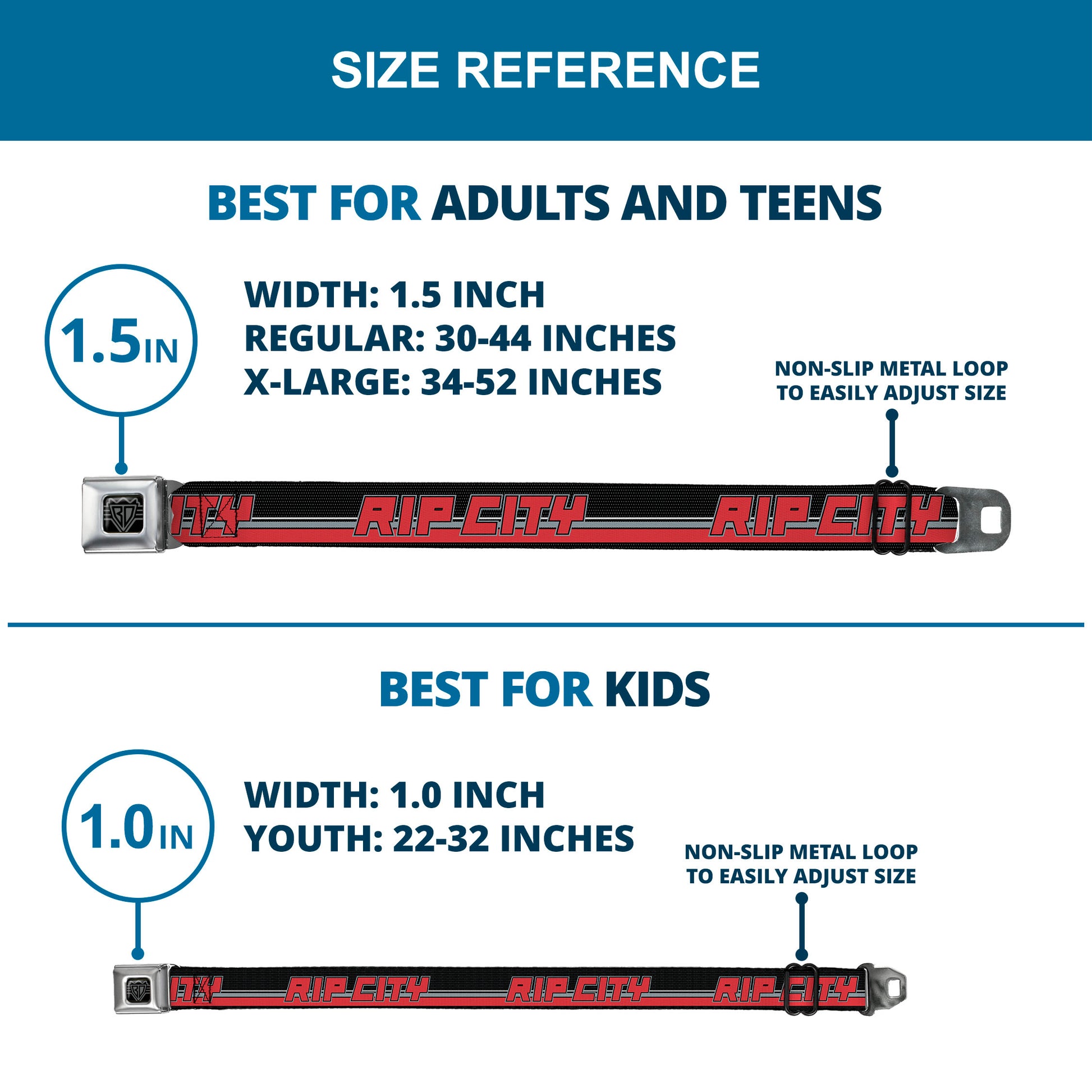 BD Wings Logo CLOSE-UP Full Color Black Silver Seatbelt Belt - RIP CITY/Stripe/Mesh Black/Gray/Red Webbing Seatbelt Belts Buckle-Down