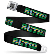 BD Wings Logo CLOSE-UP Full Color Black Silver Seatbelt Belt - RCTID Black/Portland Flag Webbing Seatbelt Belts Buckle-Down