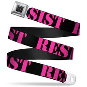 BD Wings Logo CLOSE-UP Full Color Black Silver Seatbelt Belt - RESIST Stencil Black/Pink Webbing Seatbelt Belts Buckle-Down