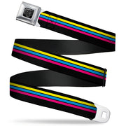 BD Wings Logo CLOSE-UP Full Color Black Silver Seatbelt Belt - Racing Stripes Black/Yellow/Blue/Pink Webbing Seatbelt Belts Buckle-Down