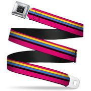 BD Wings Logo CLOSE-UP Full Color Black Silver Seatbelt Belt - Racing Stripes Pink/Yellow/Blue/Black Webbing Seatbelt Belts Buckle-Down