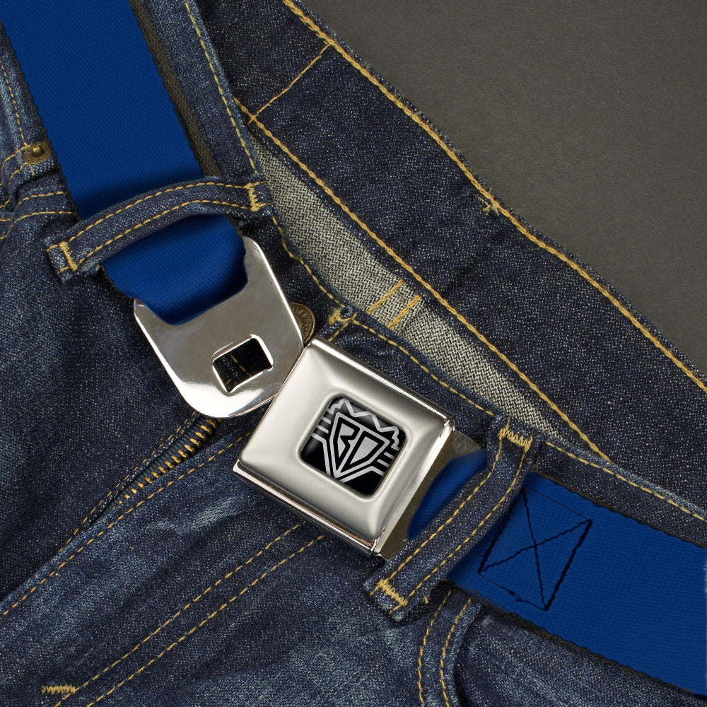 BD Wings Logo CLOSE-UP Full Color Black Silver Seatbelt Belt - Royal Blue Print Webbing Seatbelt Belts Buckle-Down