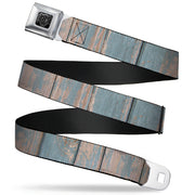 BD Wings Logo CLOSE-UP Full Color Black Silver Seatbelt Belt - Rustic Reclaimed Wood Panels Webbing Seatbelt Belts Buckle-Down