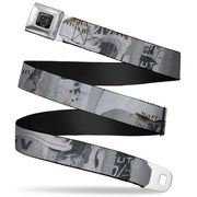 BD Wings Logo CLOSE-UP Full Color Black Silver Seatbelt Belt - Rustic Ripped Bills Webbing Seatbelt Belts Buckle-Down