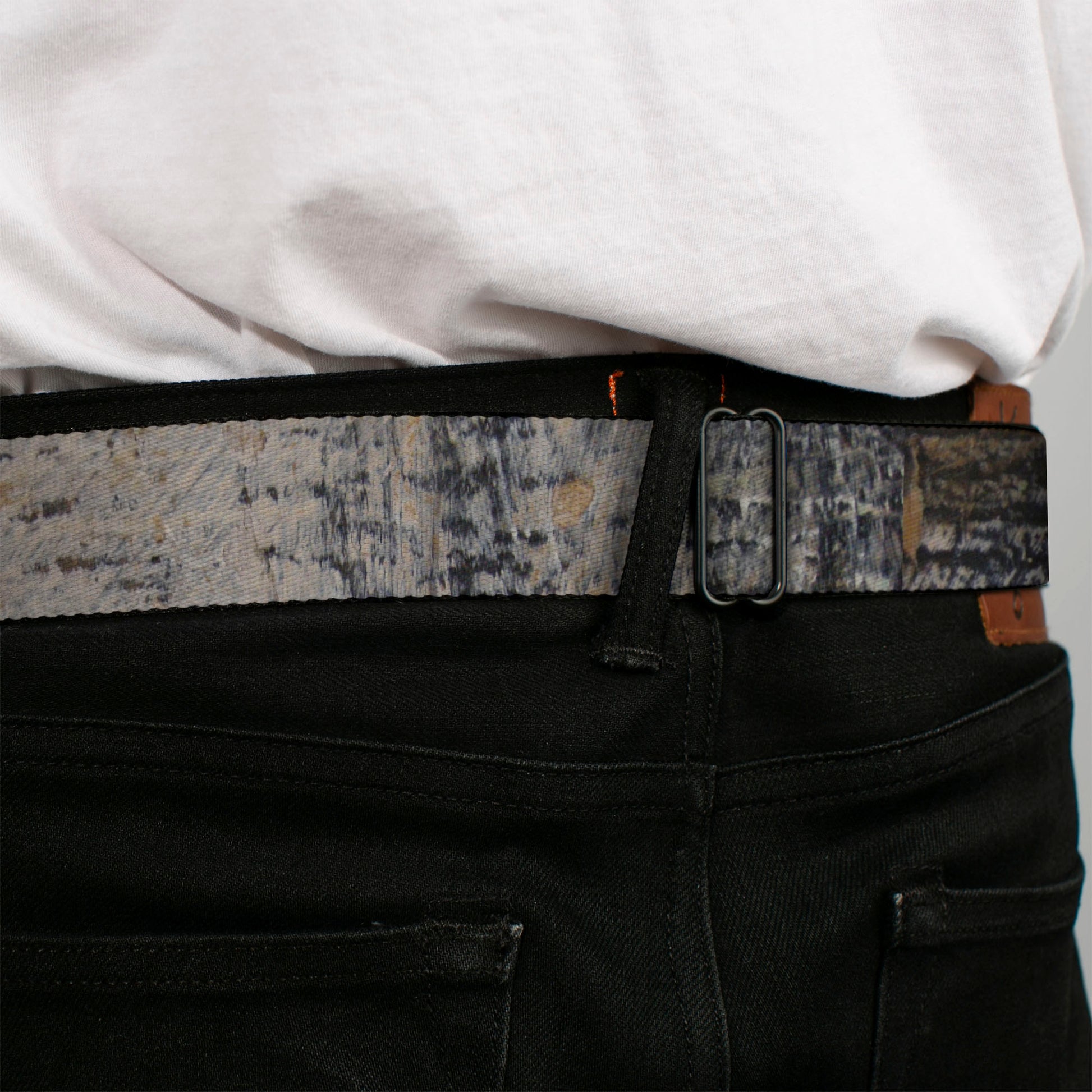 BD Wings Logo CLOSE-UP Full Color Black Silver Seatbelt Belt - Rustic Concrete Panels Webbing Seatbelt Belts Buckle-Down