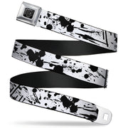 BD Wings Logo CLOSE-UP Full Color Black Silver Seatbelt Belt - Splatter White/Black Webbing Seatbelt Belts Buckle-Down