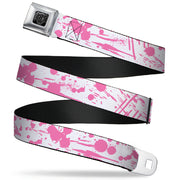 BD Wings Logo CLOSE-UP Full Color Black Silver Seatbelt Belt - Splatter White/Pink Webbing Seatbelt Belts Buckle-Down