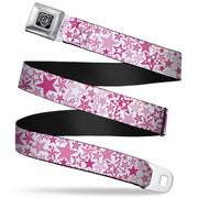 BD Wings Logo CLOSE-UP Full Color Black Silver Seatbelt Belt - Stargazer White/Pink Webbing Seatbelt Belts Buckle-Down
