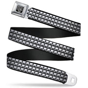 BD Wings Logo CLOSE-UP Black/Silver Seatbelt Belt - Printed Studs Webbing Seatbelt Belts Buckle-Down